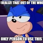 sonic exasperated | WHEN YOU REALIZE THAT OUT OF THE WHOLE WORLD; YOUR THE ONLY PERSON TO USE THIS TEMPLATE | image tagged in sonic exasperated,whoa,first one,shitpost | made w/ Imgflip meme maker