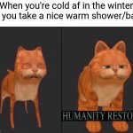 Amazing feeling | When you're cold af in the winter but you take a nice warm shower/bath: | image tagged in humanity restored,shower,bath,winter,memes,why are you reading the tags | made w/ Imgflip meme maker