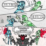 Sword fight | KAMALA! TRUMP! "I RESPECTFULLY DISAGREE WITH YOUR OPINION" | image tagged in sword fight | made w/ Imgflip meme maker