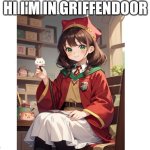 Griffendoor | HI I'M IN GRIFFENDOOR | image tagged in griffendoor | made w/ Imgflip meme maker