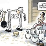 Notably phone zombies. | 2024; THE INTERNET | image tagged in milking the cow | made w/ Imgflip meme maker