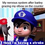 I think everyone can relate | My nervous system after barley grazing my elbow on the counter | image tagged in gifs,stroke,funny,memes | made w/ Imgflip video-to-gif maker