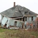 collapsing house