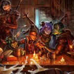 Fantasy characters sitting around table