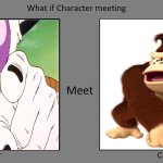 what if frieza meets donkey kong | image tagged in what if character meeting,donkey kong,frieza,dragon ball z,video games,crossover | made w/ Imgflip meme maker