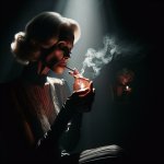 lady smoking cigarette in the dark room