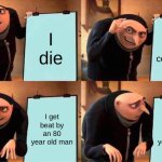 william afton be like: | I die; I always come back; I get beat by an 80 year old man; I get beat by an 80 year old man | image tagged in memes,gru's plan | made w/ Imgflip meme maker