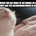 I think someone has already made this meme before, but I don't care | WHEN YOU ARE RIGHT IN THE MIDDLE OF A BOSS FIGHT AND THE BACKGROUND MUSIC IS AMAZING | image tagged in gifs,music | made w/ Imgflip video-to-gif maker