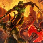 Doomguy killing a demon