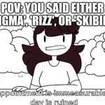 Bruv | POV: YOU SAID EITHER 'SIGMA', 'RIZZ', OR 'SKIBIDI' | image tagged in jaiden animations disappointment,relatable,funny,memes | made w/ Imgflip meme maker