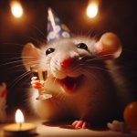 Image de rat qui célèbre quelque chose + regard malicieux