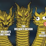 Who am I? | THE VILLAIN'S DESIGN; THE VILLAIN; THE VILLAIN'S THEME SONG | image tagged in king ghidorah | made w/ Imgflip meme maker