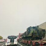 Battle tank on autobahn