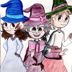 Three witches drawing meme