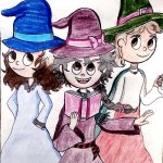 Three witches drawing! Happy belated Halloween! | image tagged in drawing,art,happy halloween,halloween,witch,magic | made w/ Imgflip meme maker