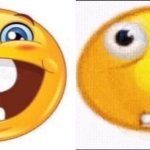 Happy emoji and distrubed emoji with teeth