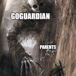 F*** goguardian | GOGUARDIAN; PARENTS; GEN Z | image tagged in giant monster,goguardian,protest | made w/ Imgflip meme maker