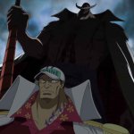 Big Whitebeard behind marine