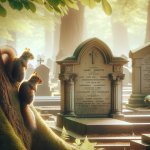 two squirrels at a cemetery