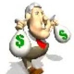 Man With two bags of money running GIF Template