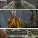 Hulk dialog with The Ancient One (3 panels)