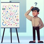 man scratching his head looking at a chart