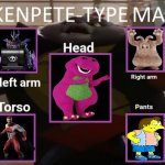 FrankenBarney type mashup | image tagged in frankenpete meme template v2,chipndale,barney the dinosaur,fusion,transformation,monster | made w/ Imgflip meme maker