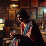 Indian woman in a dive bar