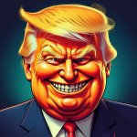 Trump, con man, convicted felon, evil laugh, avoids jail