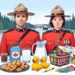 Canadian Mounties waiting at border for American celebrities