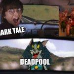 during plays "bye bye bye" same in Oscar club: | SHARK TALE; DEADPOOL | image tagged in tom chasing harry and ron weasly,meme,deadpool,shark tale,dreamworks | made w/ Imgflip meme maker