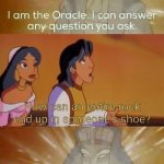 Ouch | How can an entire rock end up in someone's shoe? | image tagged in the oracle,relatable | made w/ Imgflip meme maker