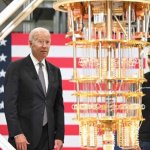 Biden staring at quantum computer