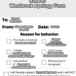 Apology Form | Russell Westbrook Apology Form; Russell Westbrook; 11/10/24; r/DenverNuggets skeptics; I forgot he is on a minimum contract; me he was washed; the limitations of advanced statistics; watching Reggie Jackson isolation plays; his passing and rebounding skills; Russell Westbrook | image tagged in apology form | made w/ Imgflip meme maker