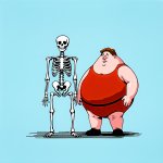 skeleton and fat guy