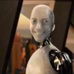 i robot tesla smiling