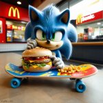 Pakistan Sonic inside McDonalds eating a happy meal with a sonic