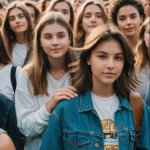 Crowd of teen girls