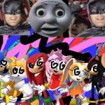 Sonic and Friends having a acid party with lots of lsd | image tagged in acid,batman,sonic the hedgehog,thomas o face,crossover | made w/ Imgflip meme maker