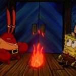 spongebob and mr krabs campfire