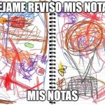 Crayon scribble book | DEJAME REVISO MIS NOTAS; MIS NOTAS | image tagged in crayon scribble book | made w/ Imgflip meme maker