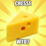 Cheese Time | CHESSE; WYD? | image tagged in cheese time | made w/ Imgflip meme maker