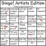 artist bingo | image tagged in artist bingo | made w/ Imgflip meme maker