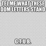 If it actually stands for something it was a mistake | TEL ME WHAT THESE RANDOM LETTERS STAND FOR; G.T.U.B. | image tagged in question | made w/ Imgflip meme maker