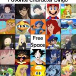 favorite character bingo | image tagged in character bingo,favorites,bingo,videogames,comics/cartoons,anime | made w/ Imgflip meme maker