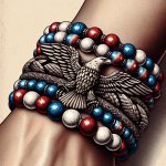 red, white, and blue bracelet with eagle