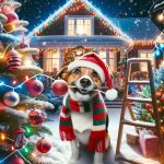 A christmas dog over decorating house