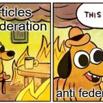 anti federalist | the articles of confederation; anti federalist | image tagged in memes,this is fine | made w/ Imgflip meme maker