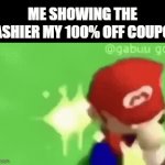 Its so easy i don't know why more people dont do this | ME SHOWING THE CASHIER MY 100% OFF COUPON | image tagged in gifs,guns,funny,dark humor | made w/ Imgflip video-to-gif maker