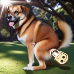 dog pooping out a YubiKey